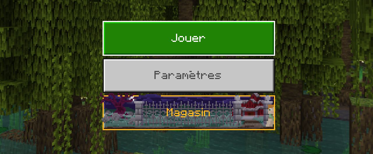 Menu principal de Minecraft Bedrock Edition, avec le bouton Jouer sélectionné